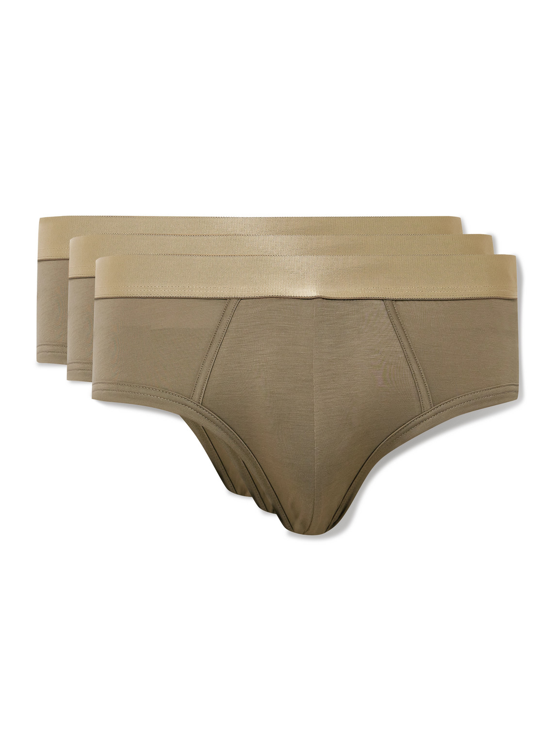 Cdlp Three-pack Stretch-lyocell Briefs In Brown