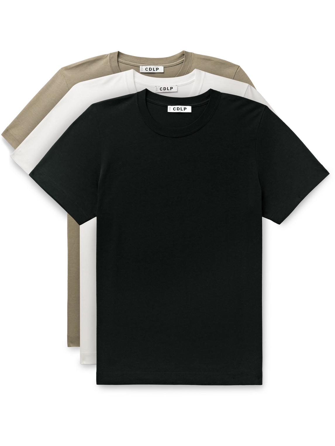 Cdlp Three-pack Lyocell And Pima Cotton-blend Jersey T-shirts In Neutrals