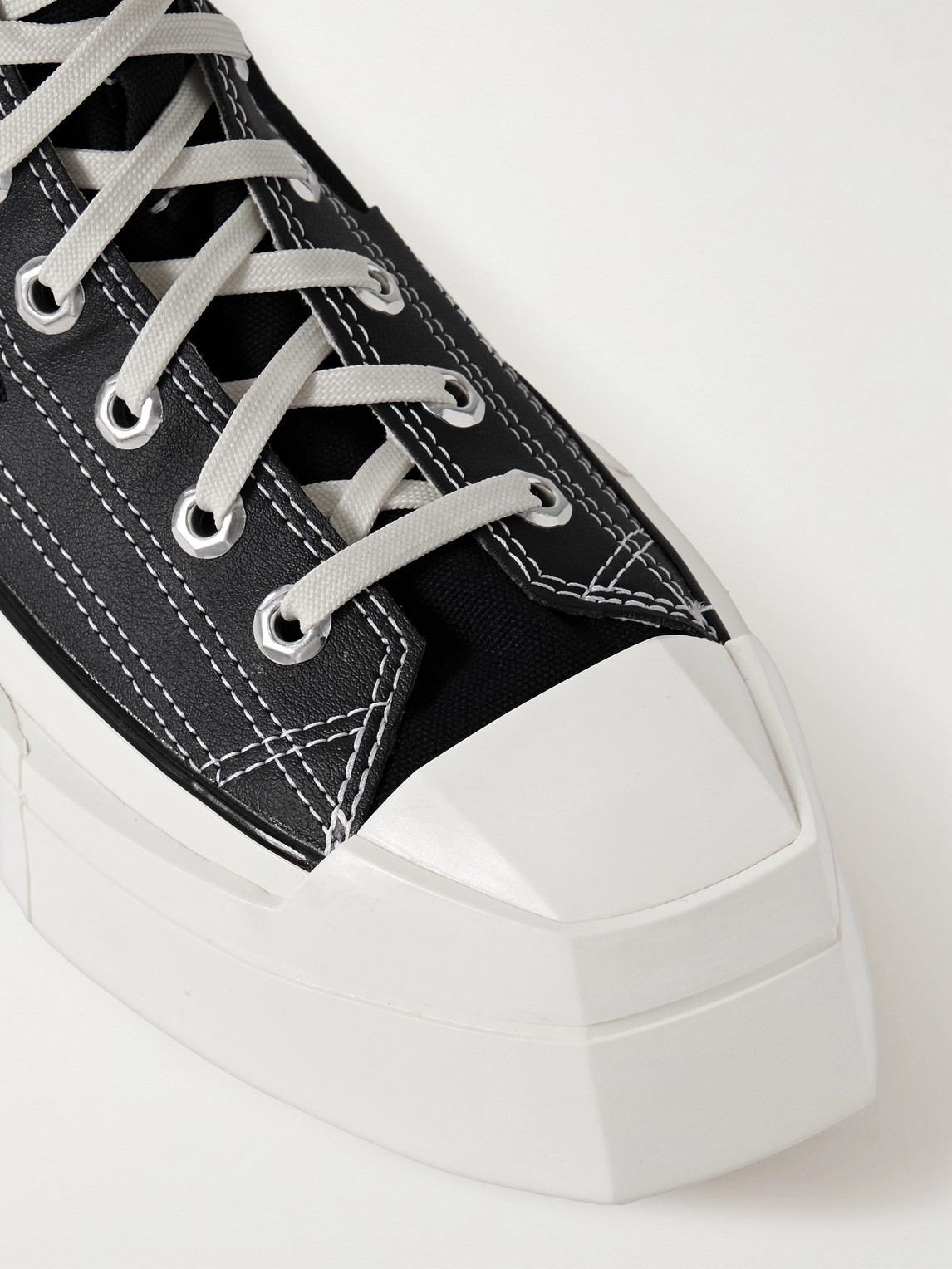 Shop Converse Chuck 70 De Luxe Leather And Canvas Platform High-top Sneakers In Black