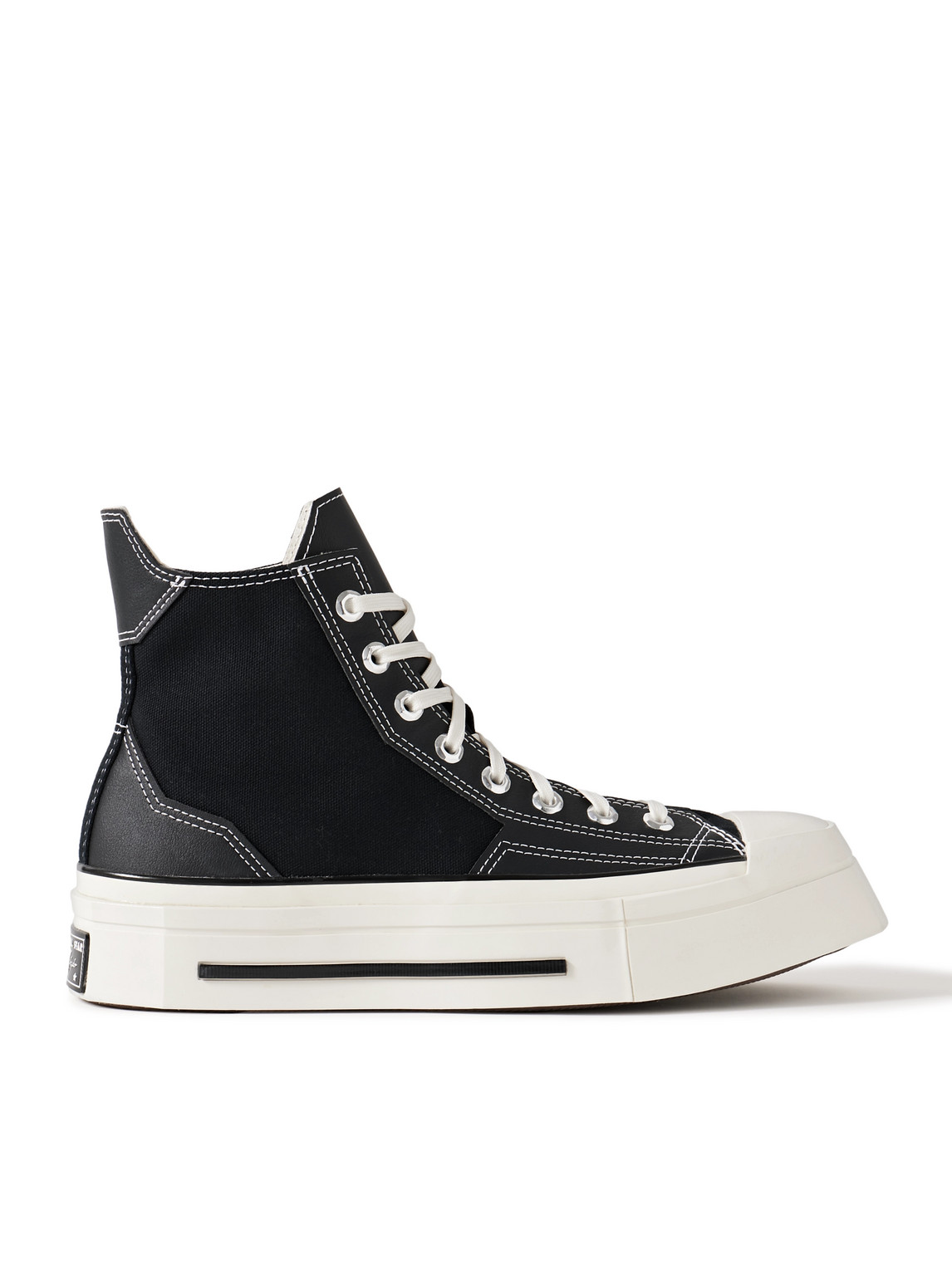 Shop Converse Chuck 70 De Luxe Leather And Canvas Platform High-top Sneakers In Black