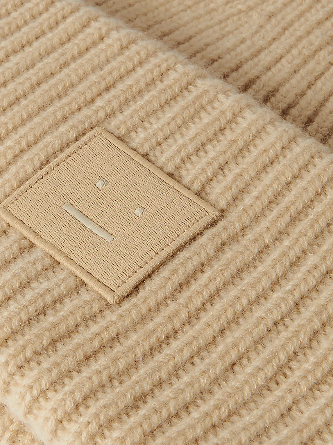 Shop Acne Studios Logo-appliquéd Ribbed Wool Beanie In Neutrals