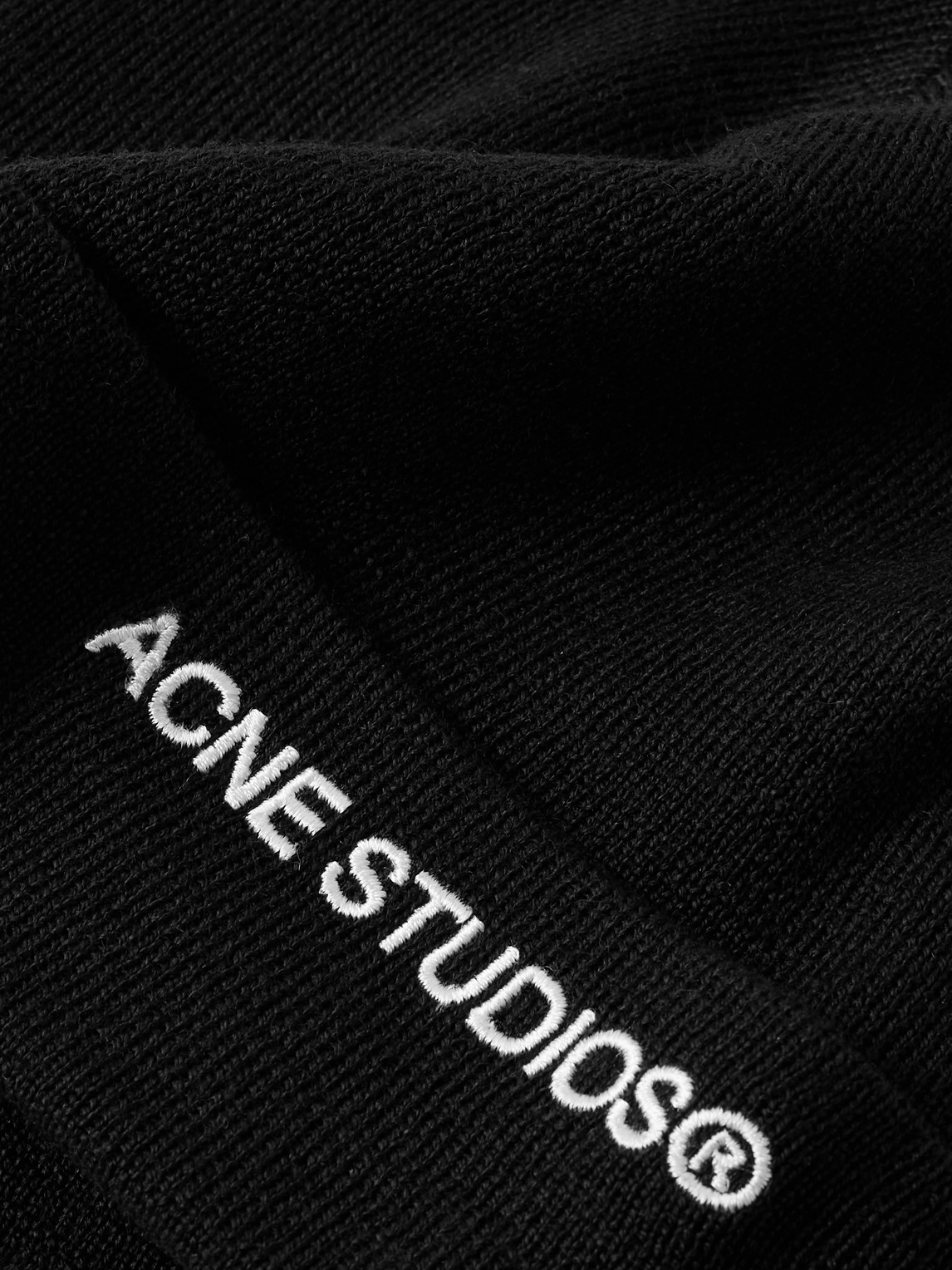 Shop Acne Studios Logo-embroidered Wool-blend Beanie In Black