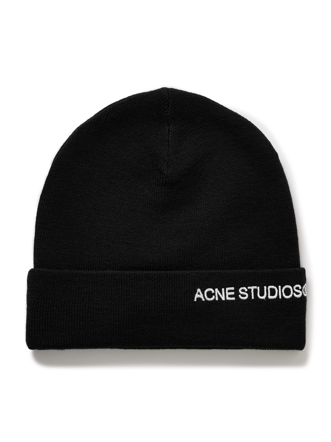 Acne Studios Logo-embroidered Wool-blend Beanie In Black