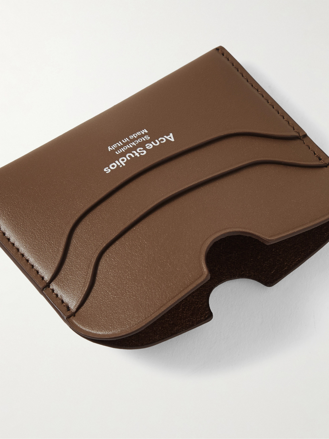 Shop Acne Studios Elmas Logo-print Leather Cardholder In Brown