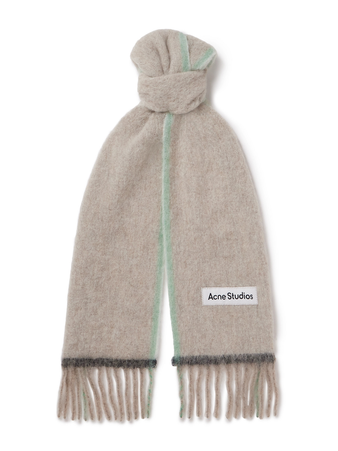 Shop Acne Studios Vally Fringed Knitted Scarf In Neutrals
