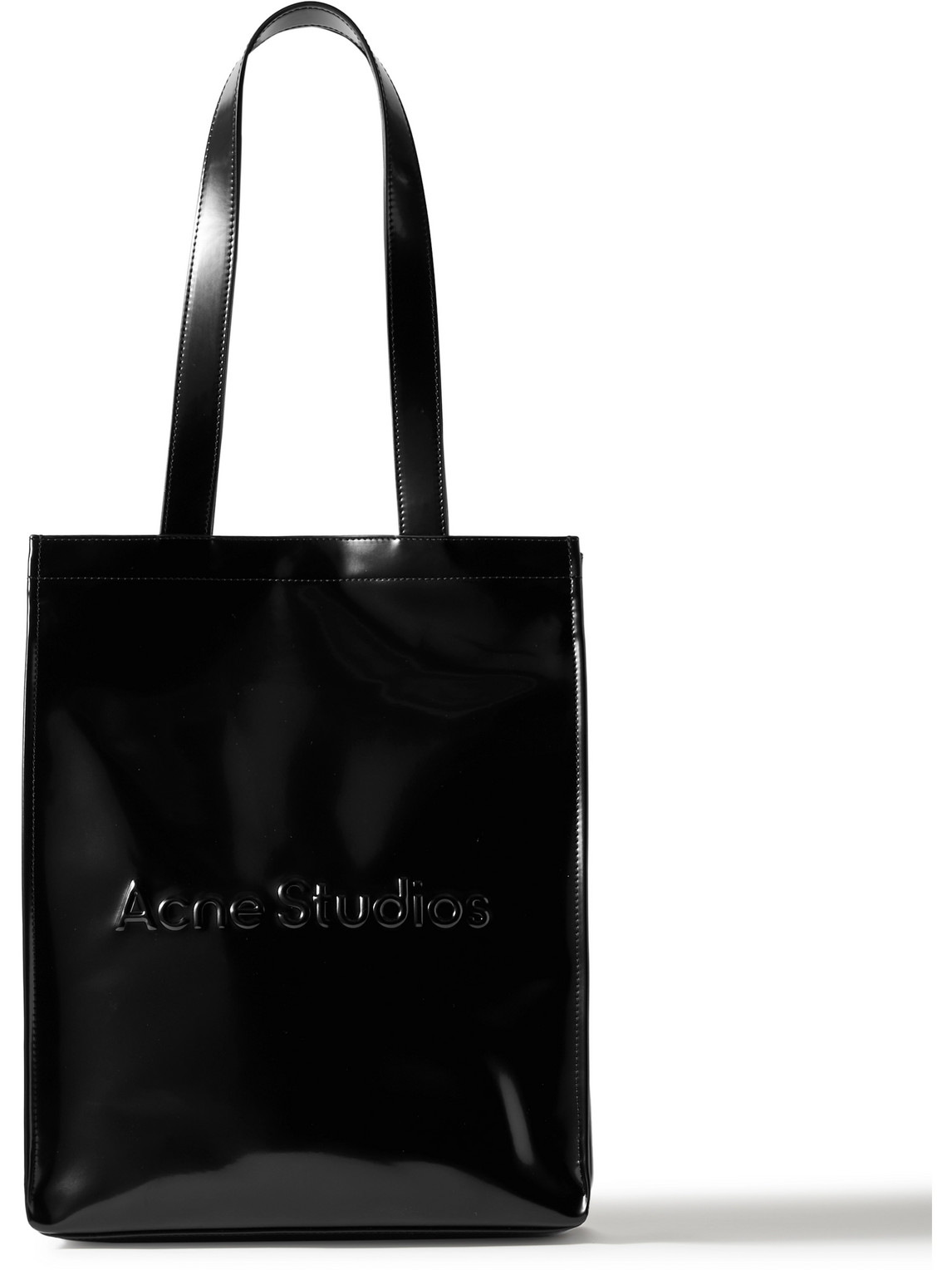 Acne Studios Logo-embossed Faux Glossed-leather Tote Bag In Black
