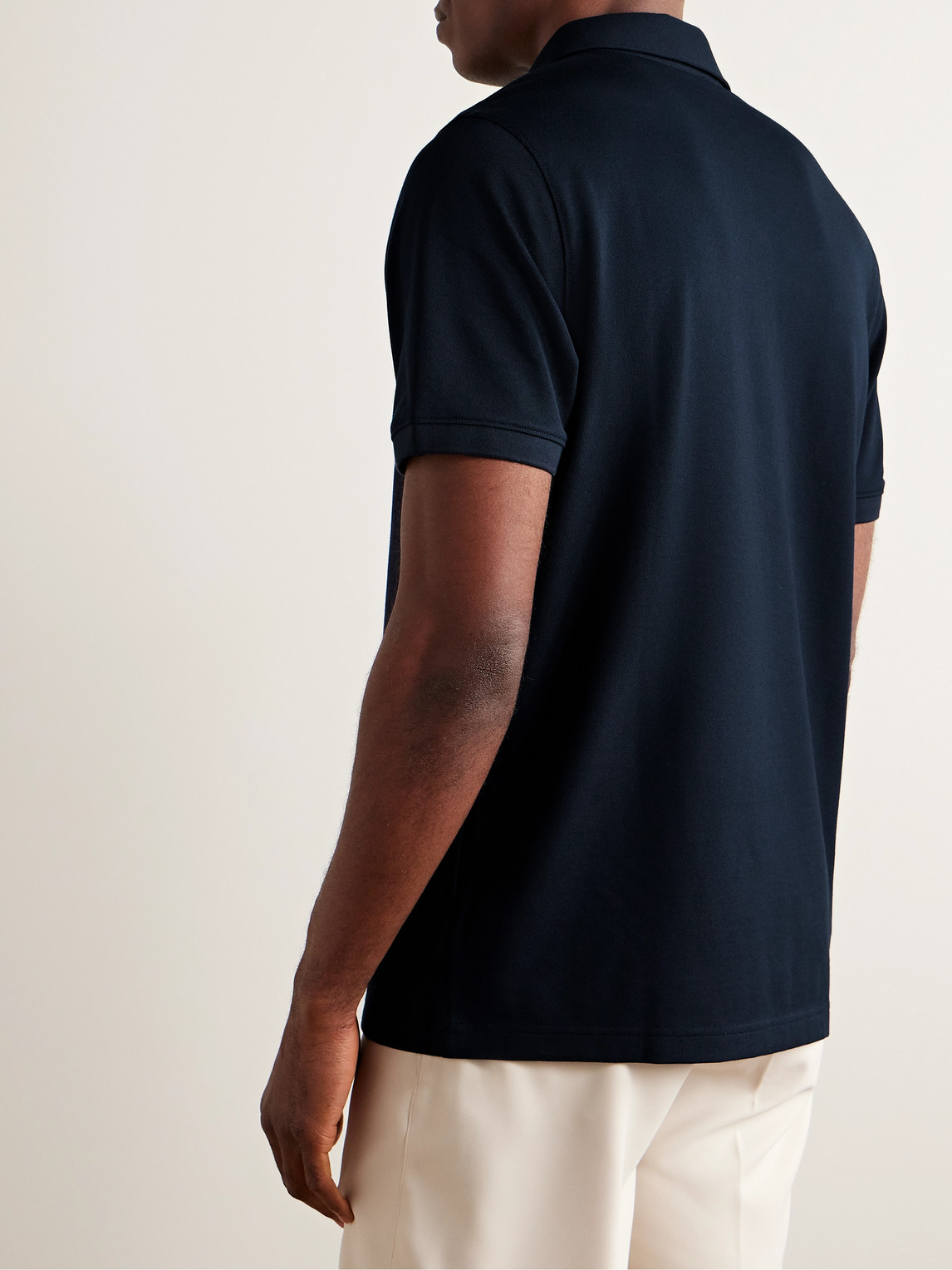 Shop Bogner Timo Cotton-blend Piqué Golf Polo Shirt In Blue