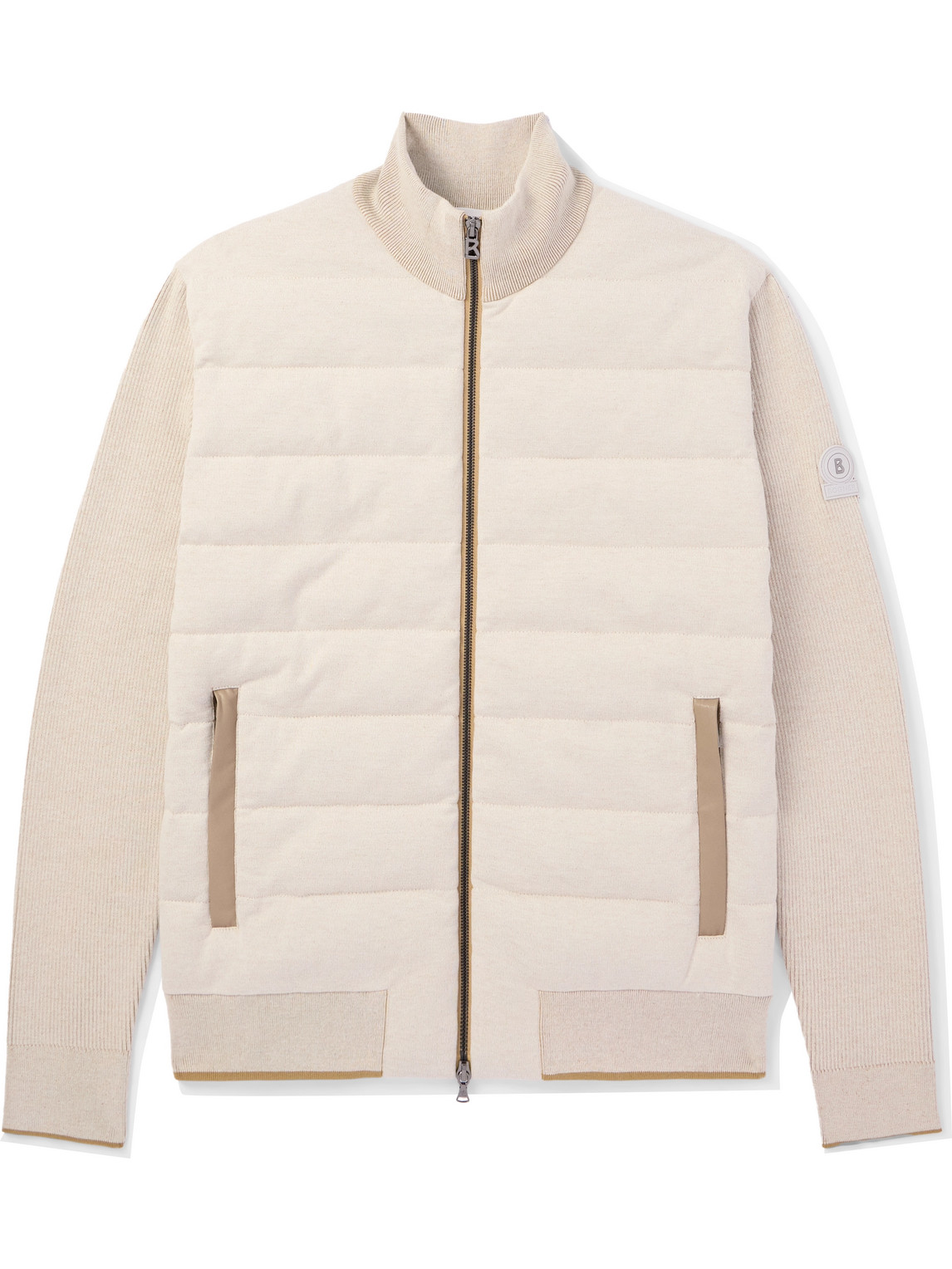 Bogner Renee Logo-appliquéd Quilted Shell And Ribbed-knit Down Golf Jacket In Neutral