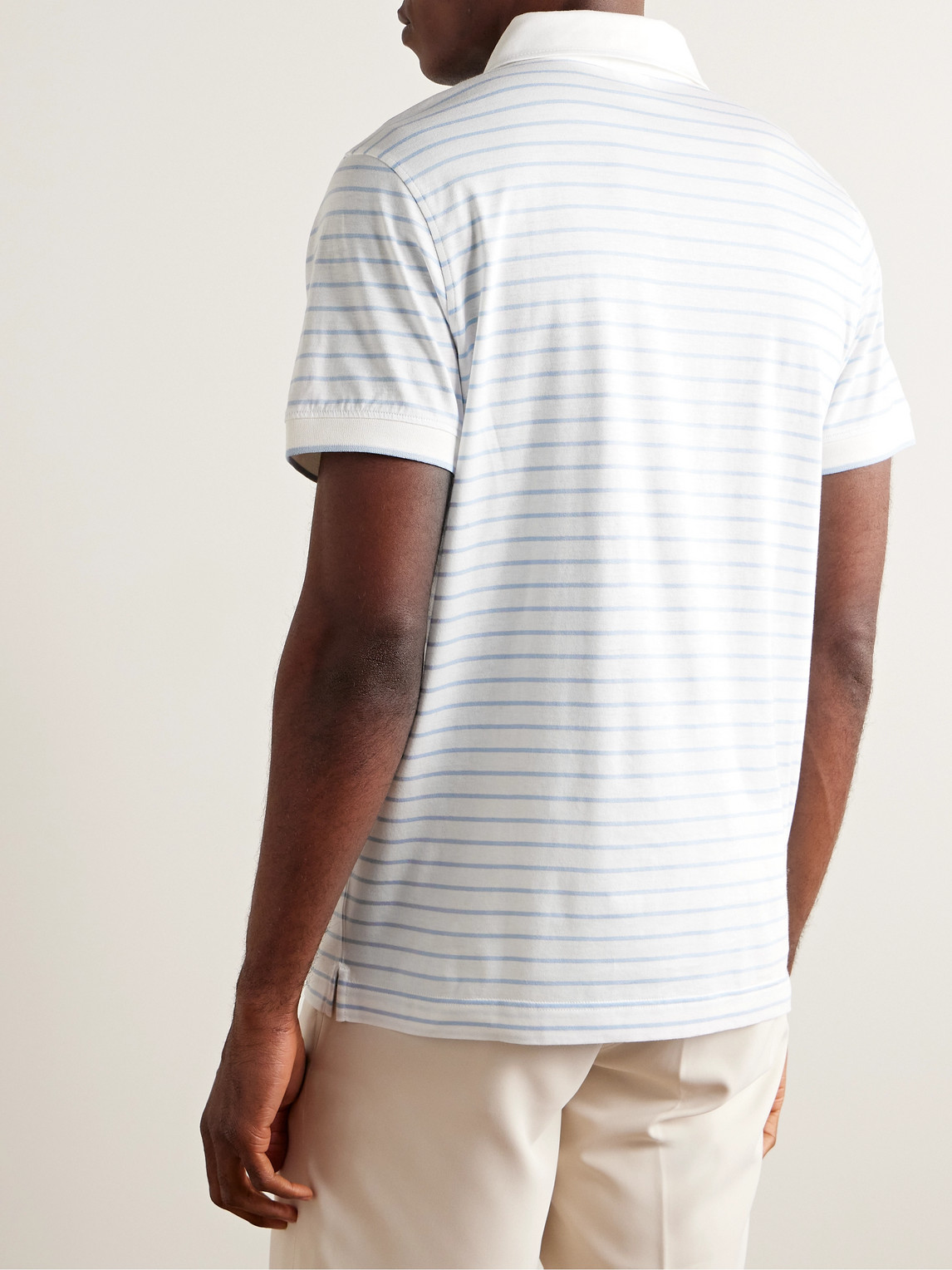 Shop Bogner Duncan Logo-appliqued Striped Cotton-jersey Golf Polo Shirt In White