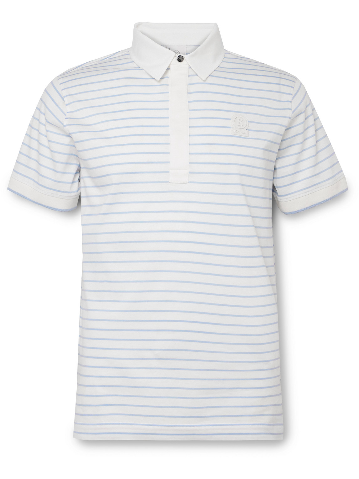 Bogner Duncan Logo-appliqued Striped Cotton-jersey Golf Polo Shirt In White