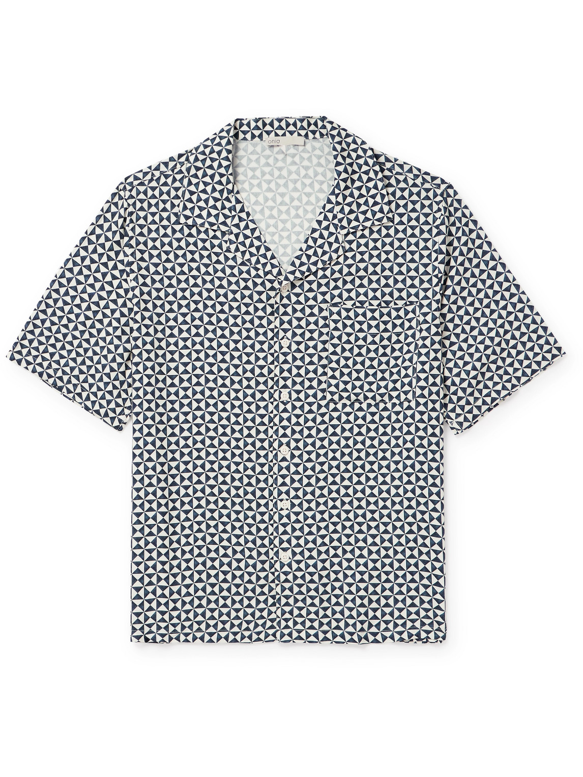 Onia Vacation Short Sleeve Printed Button Front Camp Shirt In Blue