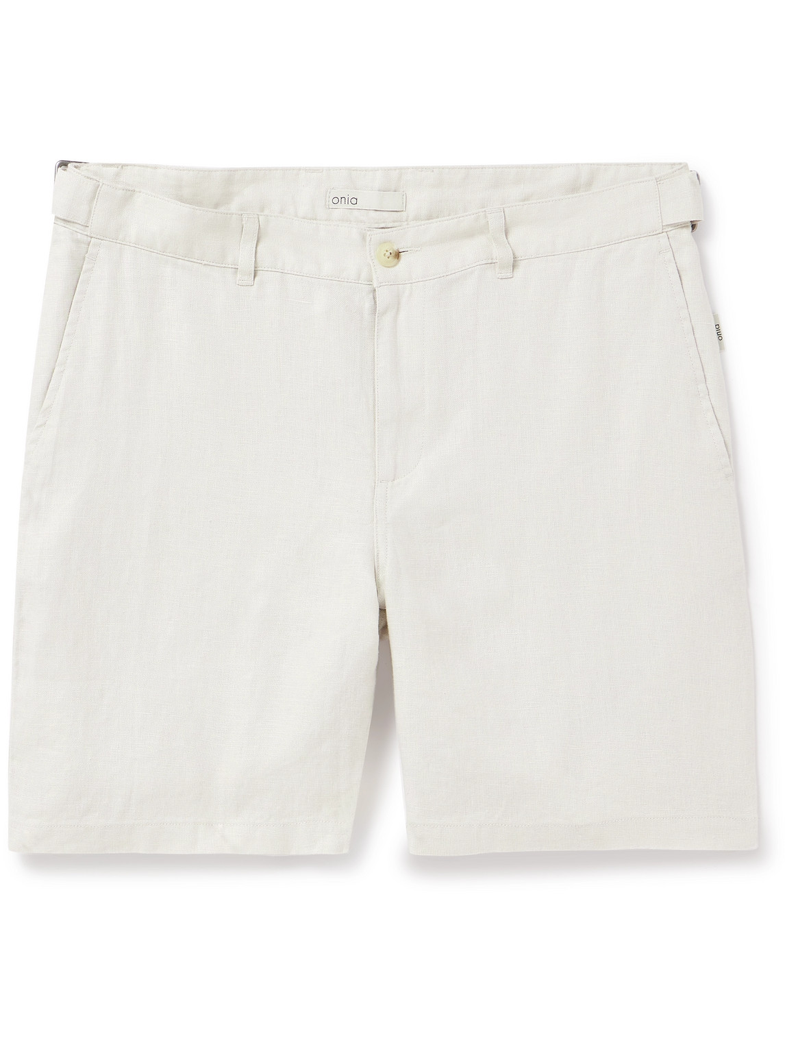 Shop Onia Straight-leg Linen Shorts In Neutrals