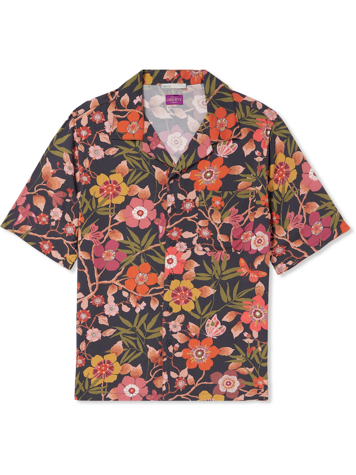 Onia Camp-collar Floral-print Woven Shirt In Blue