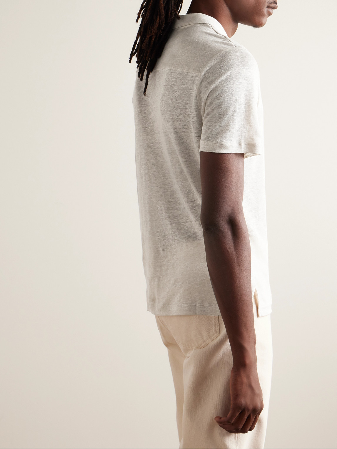 Shop Onia Shaun Linen-jersey Polo Shirt In Neutrals