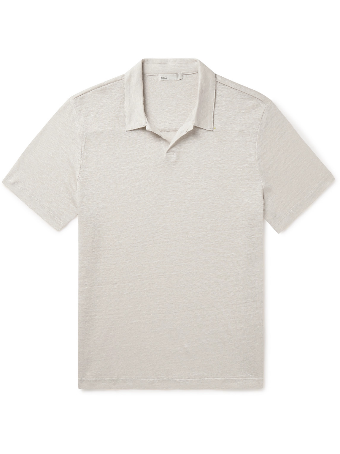 Shop Onia Shaun Linen-jersey Polo Shirt In Neutrals