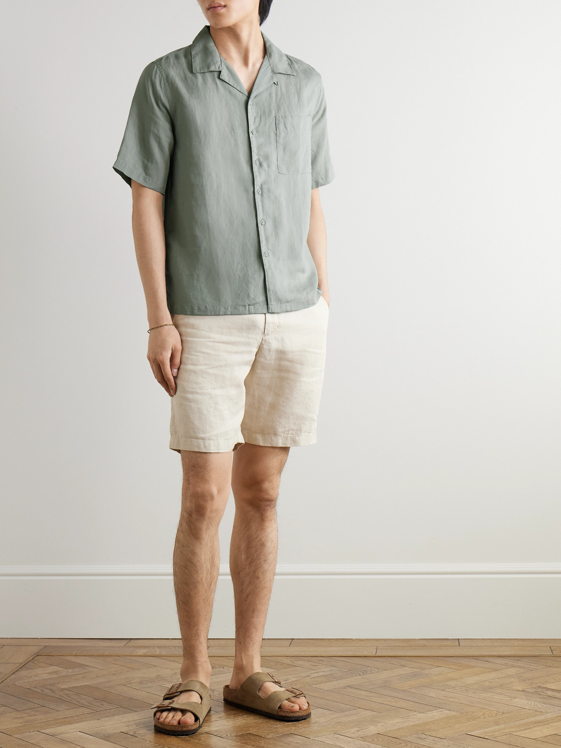 Onia Air Convertible-collar Linen And Tencel™ Lyocell-blend Shirt In Gray