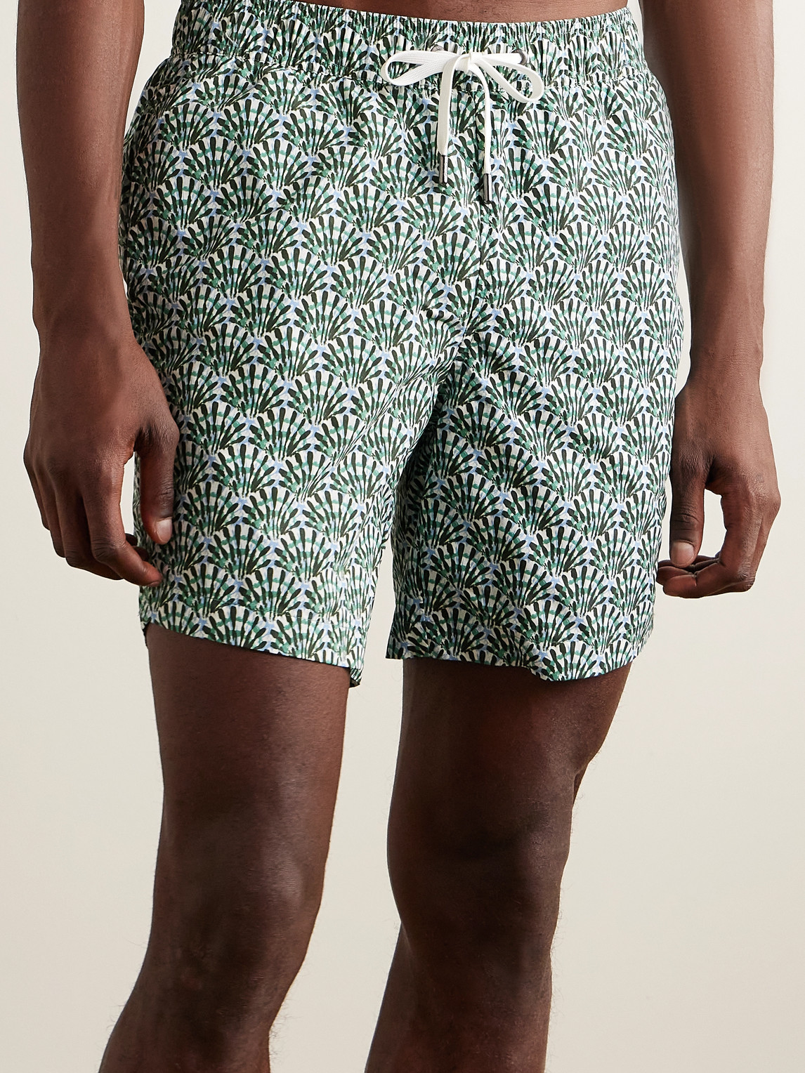 Shop Onia Charles Slim-fit Long-length Printed Swim Shorts In Green