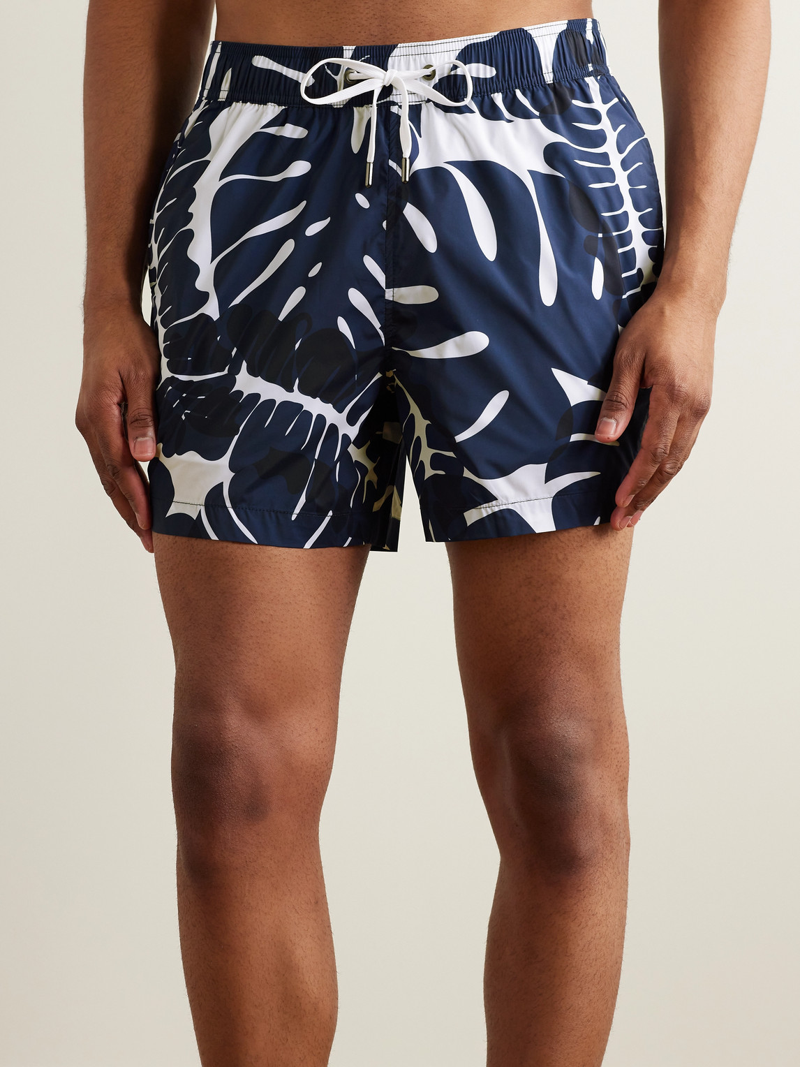 Shop Onia Straight-leg Mid-length Floral-print Swim Shorts In Blue