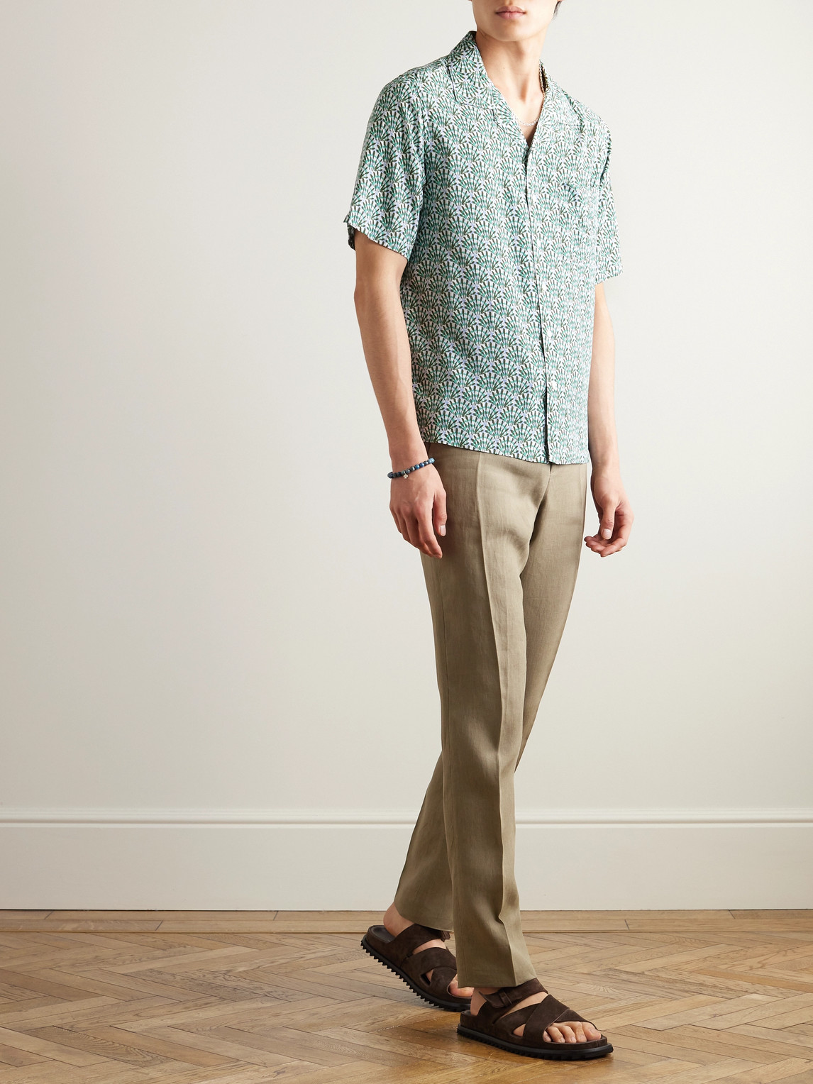 Shop Onia Camp-collar Printed Woven Shirt In Green