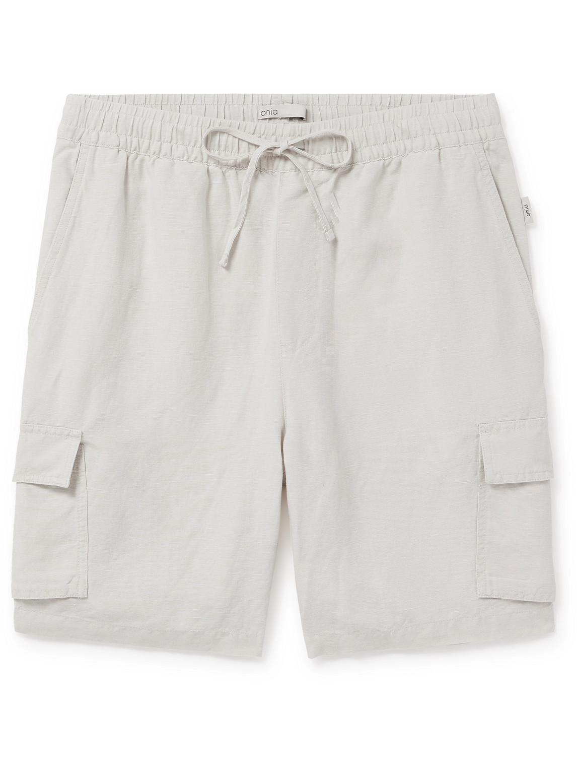 Onia Air Straight-leg Linen And Lyocell-blend Drawstring Cargo Shorts In Gray
