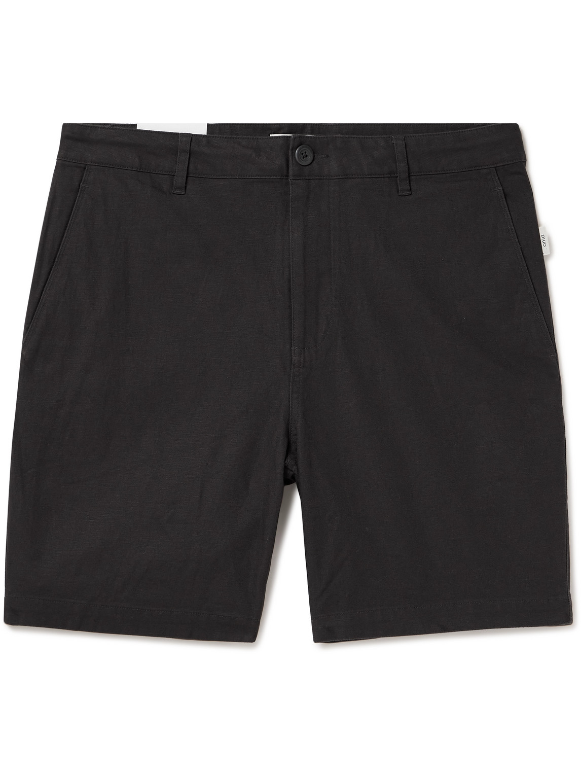 Onia Traveller Straight-leg Stretch-cotton And Linen-blend Twill Shorts In Black