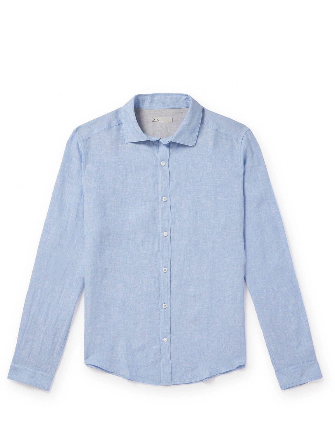 Onia Spread-collar Linen Shirt In Blue