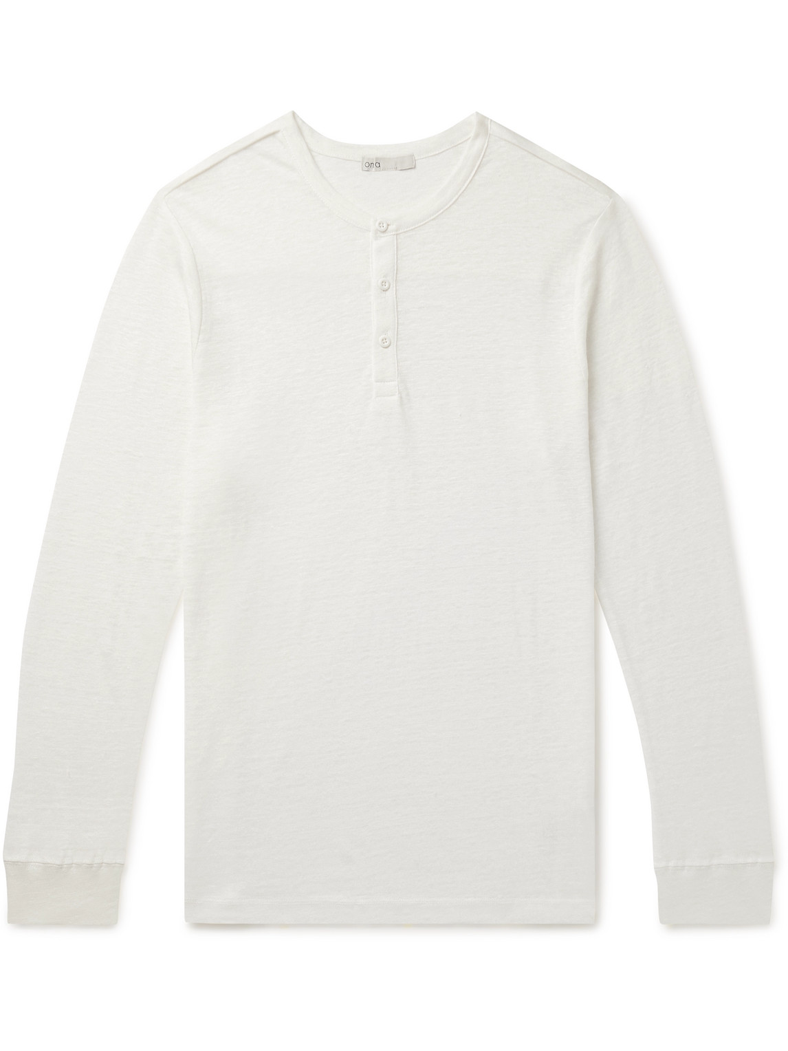 Shop Onia Linen-jersey Henley T-shirt In White