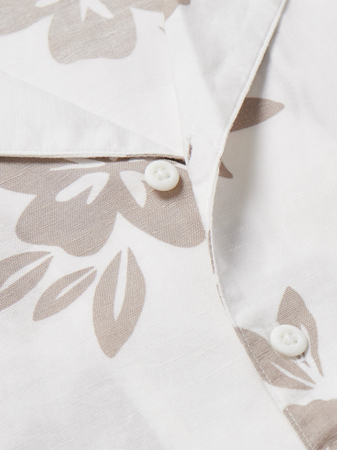 Shop Onia Air Convertible-collar Floral-print Linen And Lyocell-blend Shirt In White