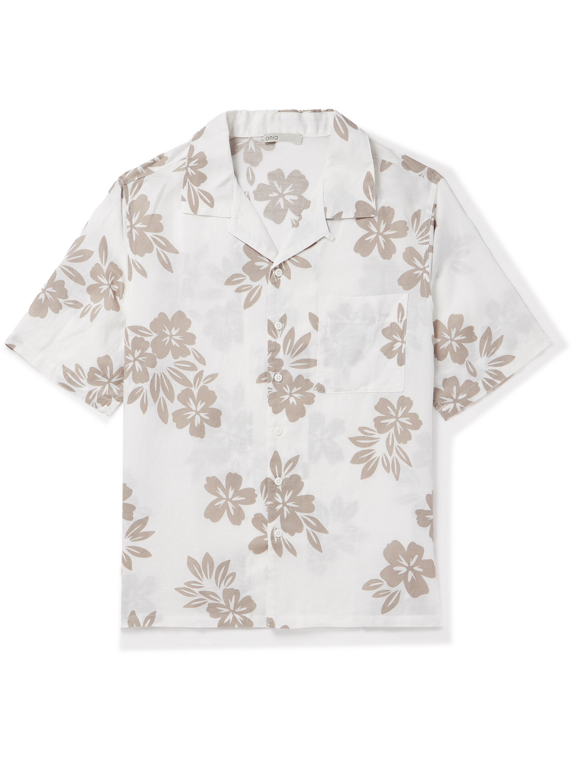 Shop Onia Air Convertible-collar Floral-print Linen And Lyocell-blend Shirt In White