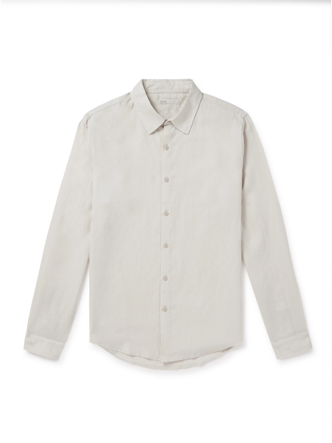 Onia Air Spread-collar Linen And Lyocell-blend Shirt In Grey