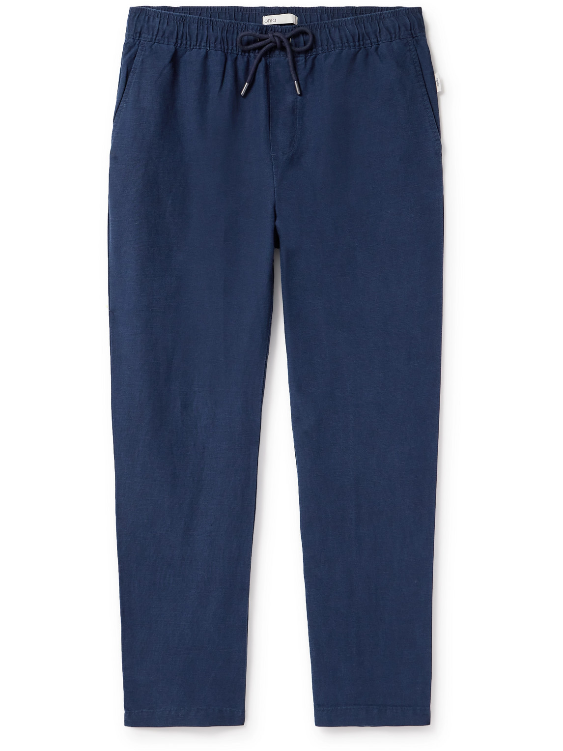 Onia Air Straight-leg Linen And Lyocell-blend Drawstring Trousers In Blue