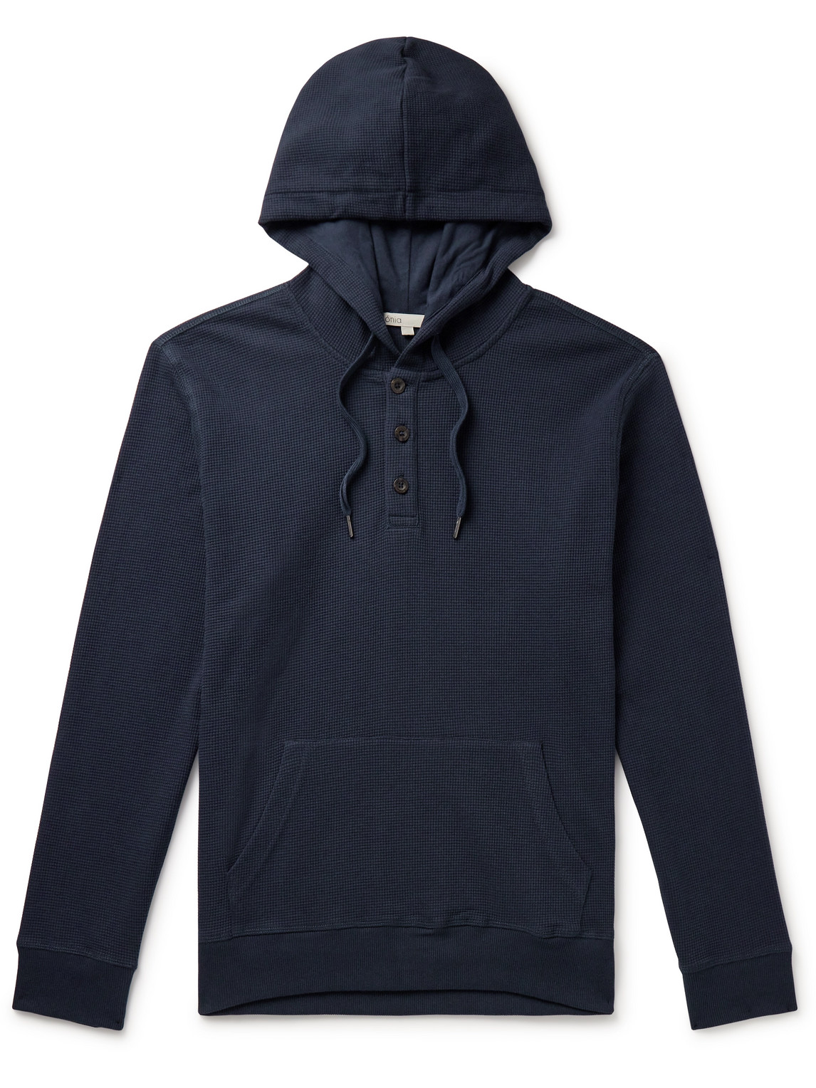 Shop Onia Waffle-knit Cotton-blend Hoodie In Blue