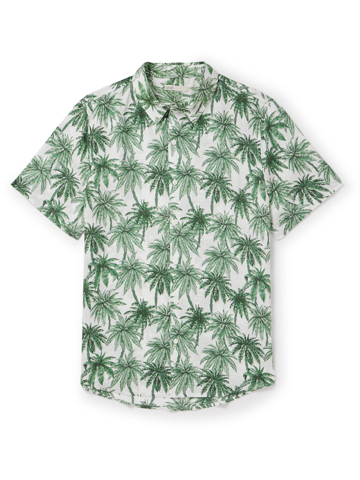 Shop Onia Jack Air Printed Linen And Lyocell-blend Shirt In Green