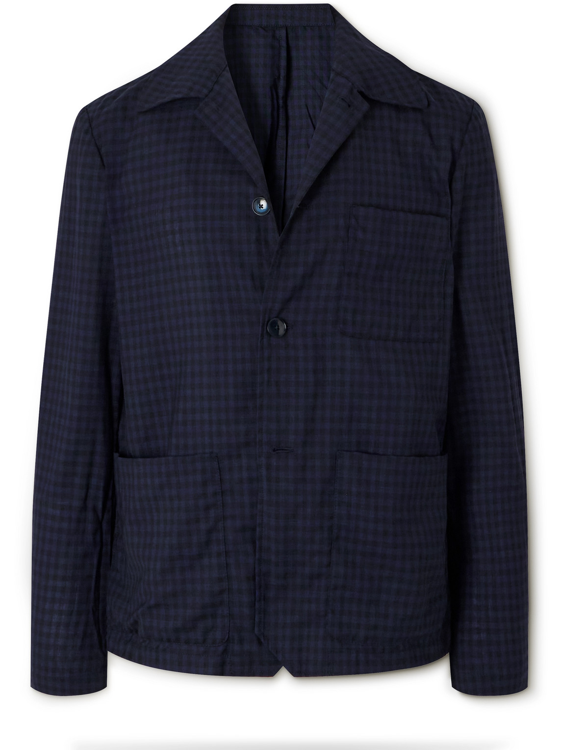 Visal Checked Crinkled Wool-Blend Overshirt