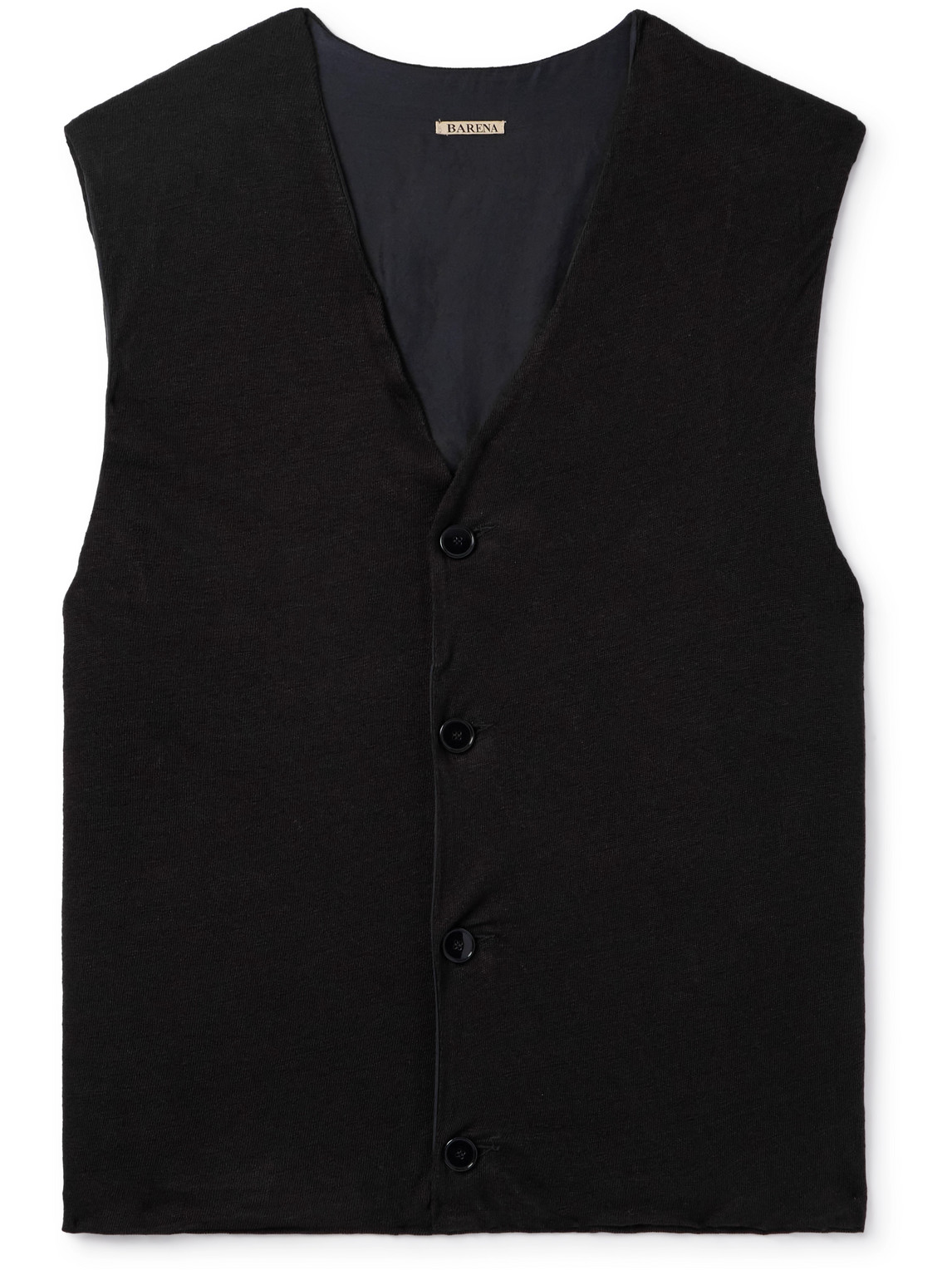 Barena Venezia Slim-fit Garment-dyed Linen Sweater Vest In Black