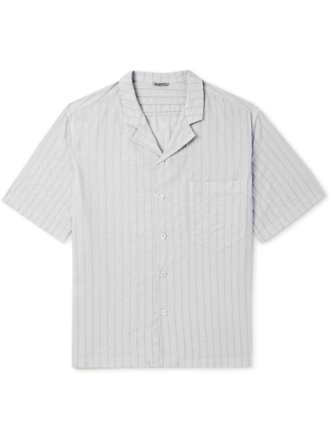 Barena Venezia Bagolo Camp-collar Striped Crinkled Cotton-poplin Shirt In White