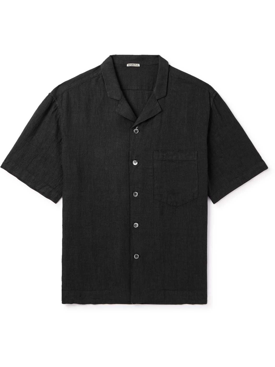 Barena Venezia Bagolo Camp-collar Cotton And Linen-blend Gauze Shirt In Black