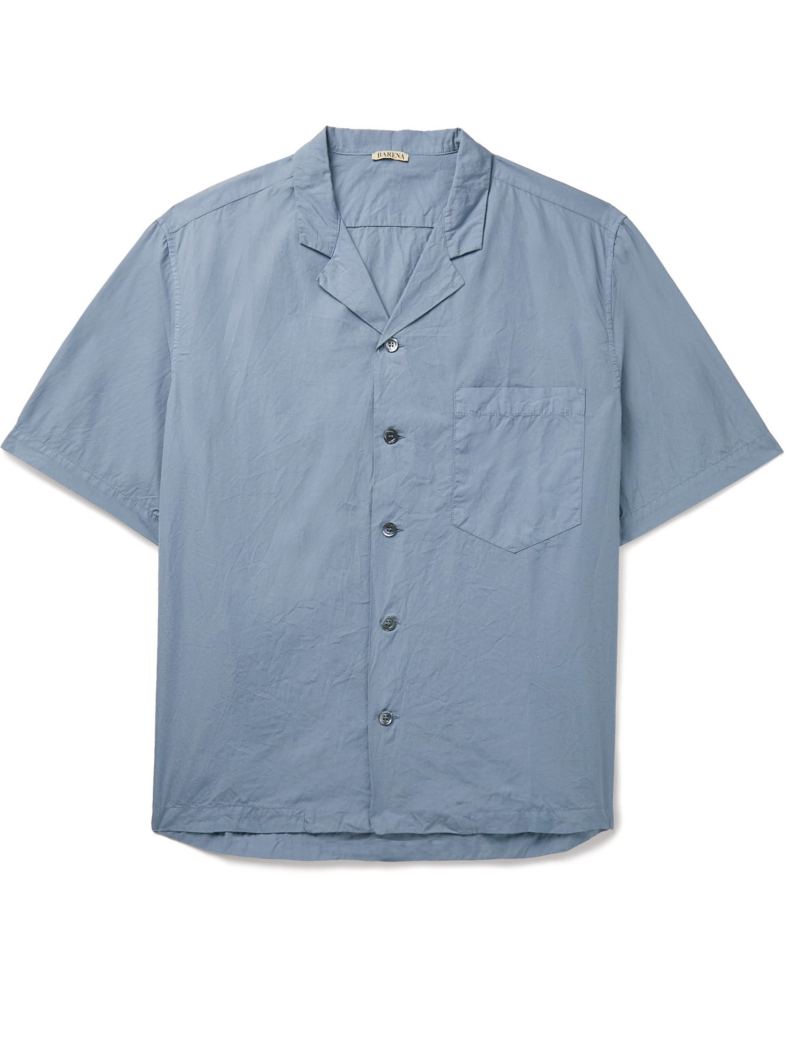 Barena Venezia Bagolo Camp-collar Crinkled Cotton-poplin Shirt In Blue