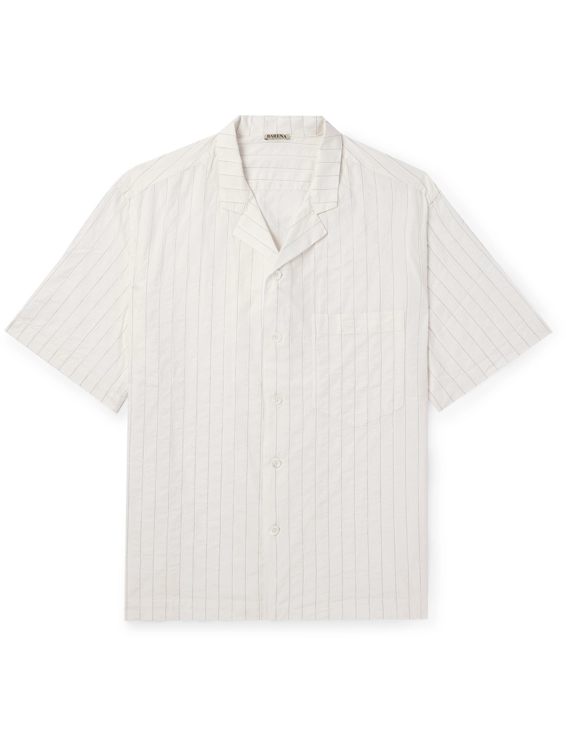 Barena Venezia Bagolo Camp-collar Pinstriped Cotton-poplin Shirt In White