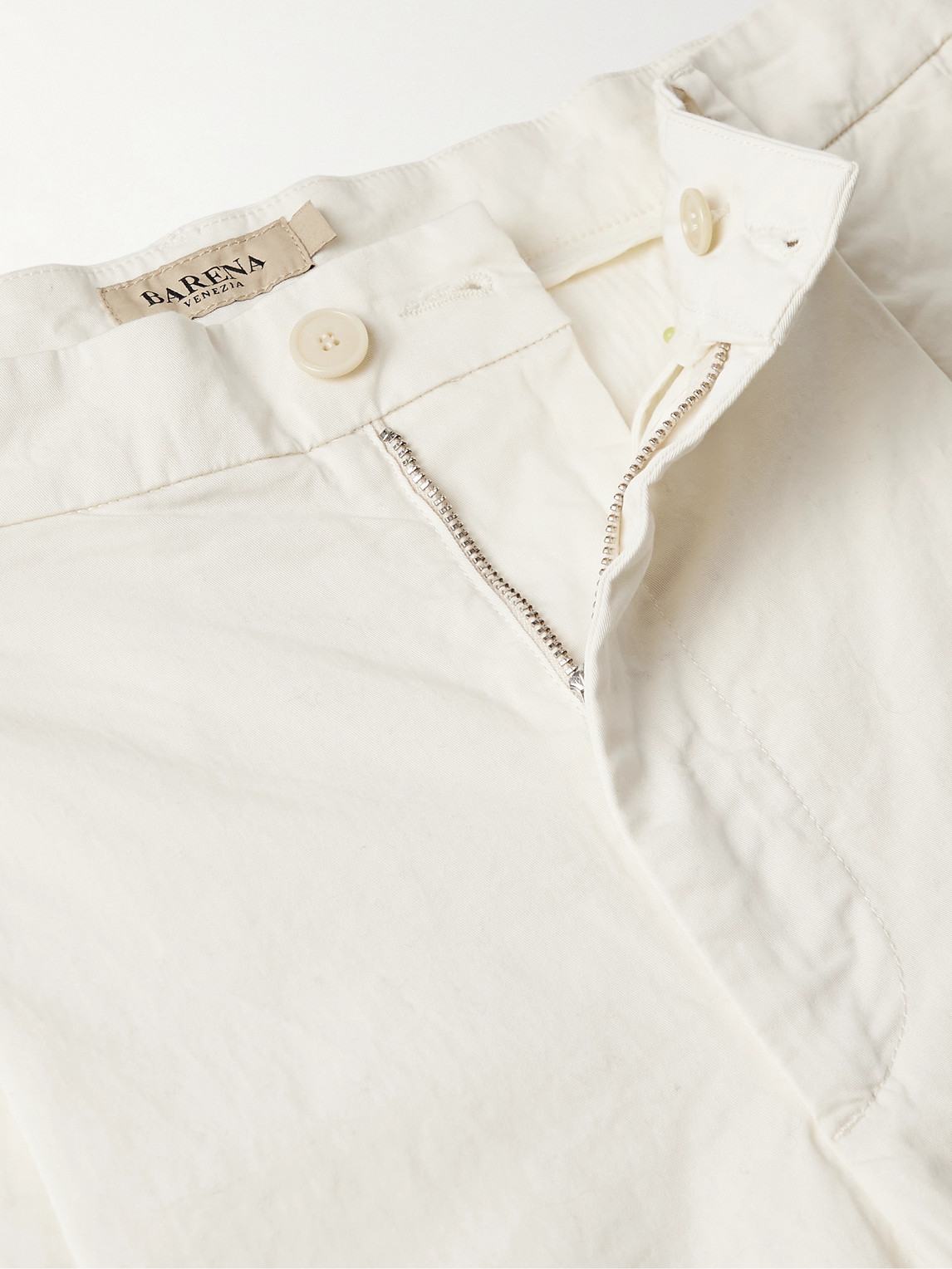 Shop Barena Venezia Tartan Straight-leg Pleated Cotton-blend Gabardine Trousers In White