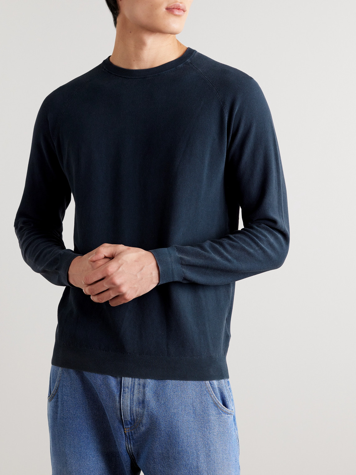 Shop Aspesi Cotton Sweater In Blue