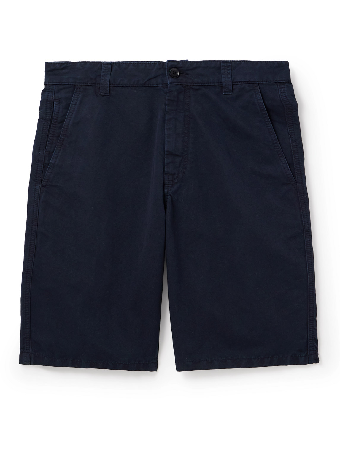 Aspesi Straight-leg Cotton And Linen-blend Bermuda Shorts In Blue