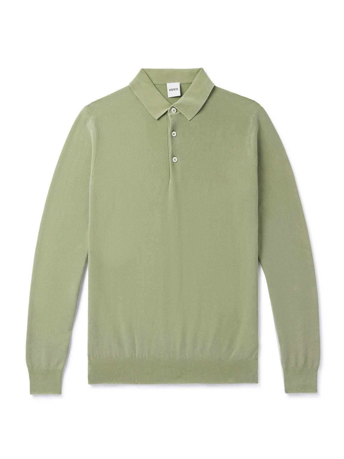 Aspesi Slim-fit Garment-dyed Cotton Polo Shirt In Green