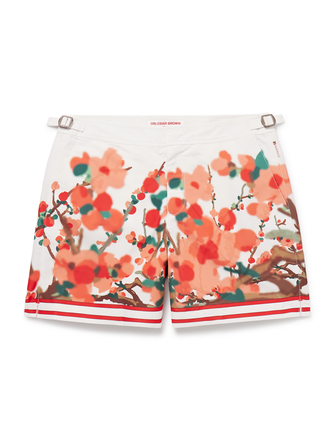 Orlebar Brown Bulldog Straight-leg Mid-length Floral-print Swim Shorts In White