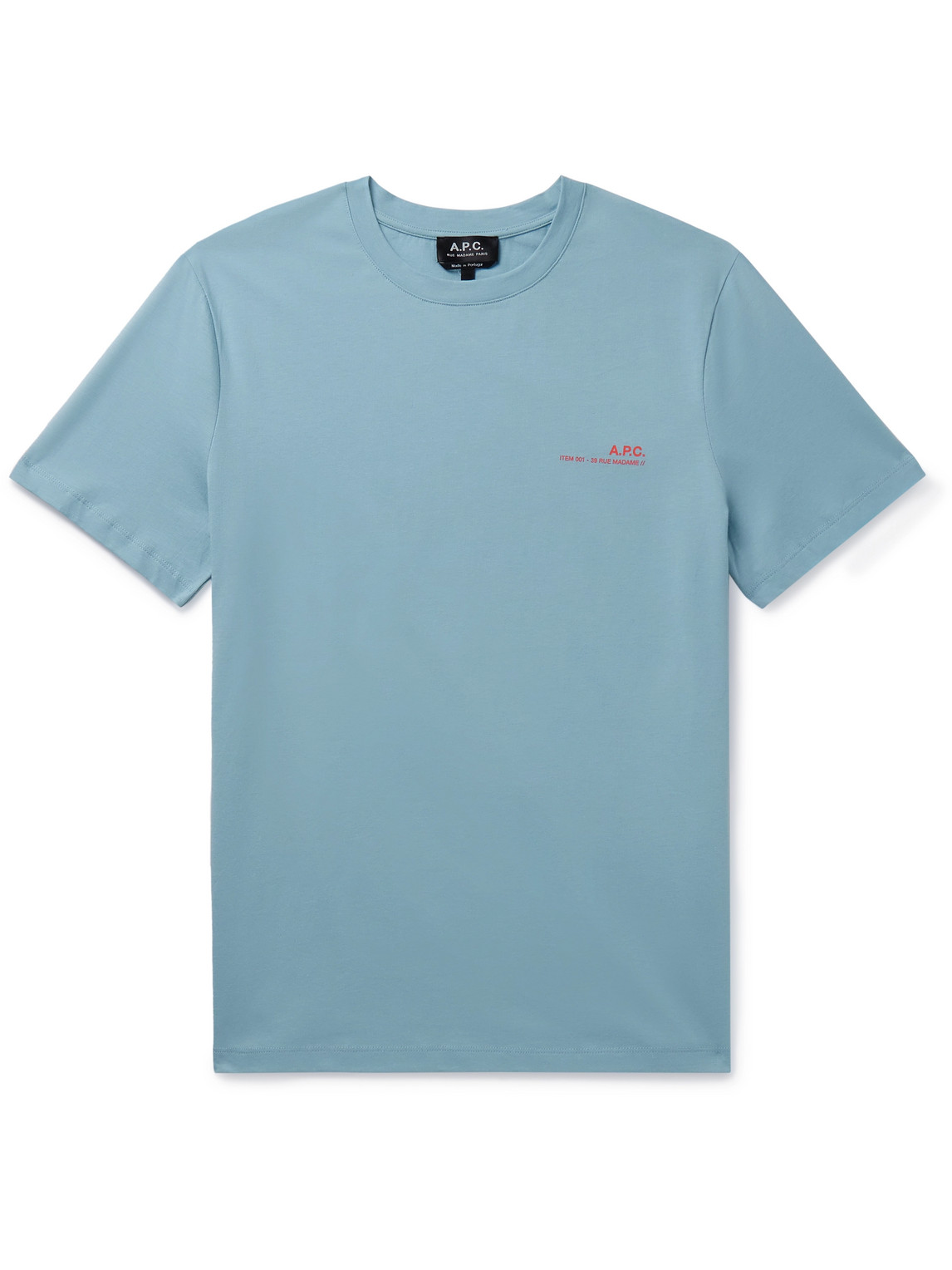 Apc Logo-print Cotton-jersey T-shirt In Blue