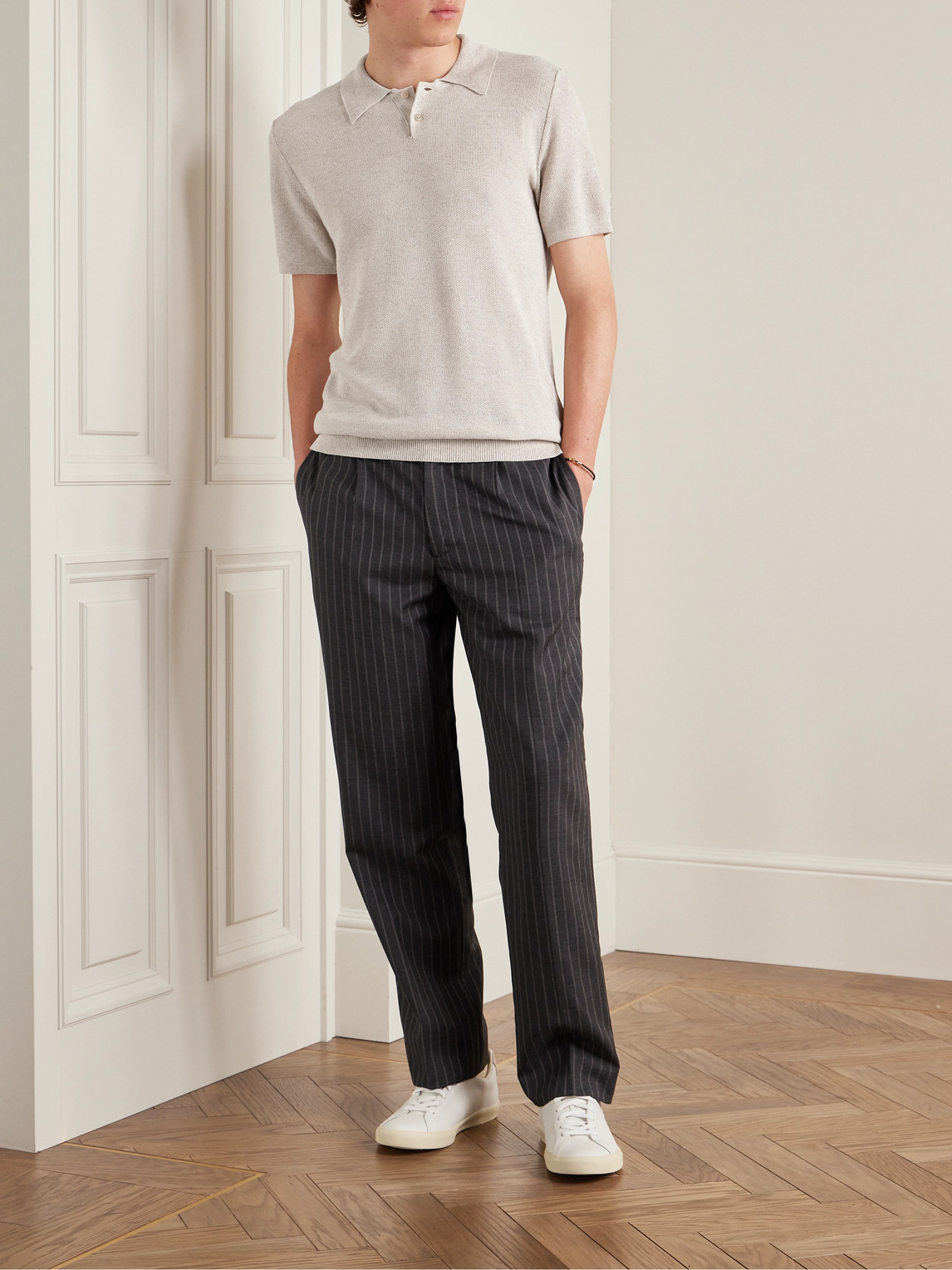 Shop Apc Jay Slim-fit Piqué Polo Shirt In Neutrals