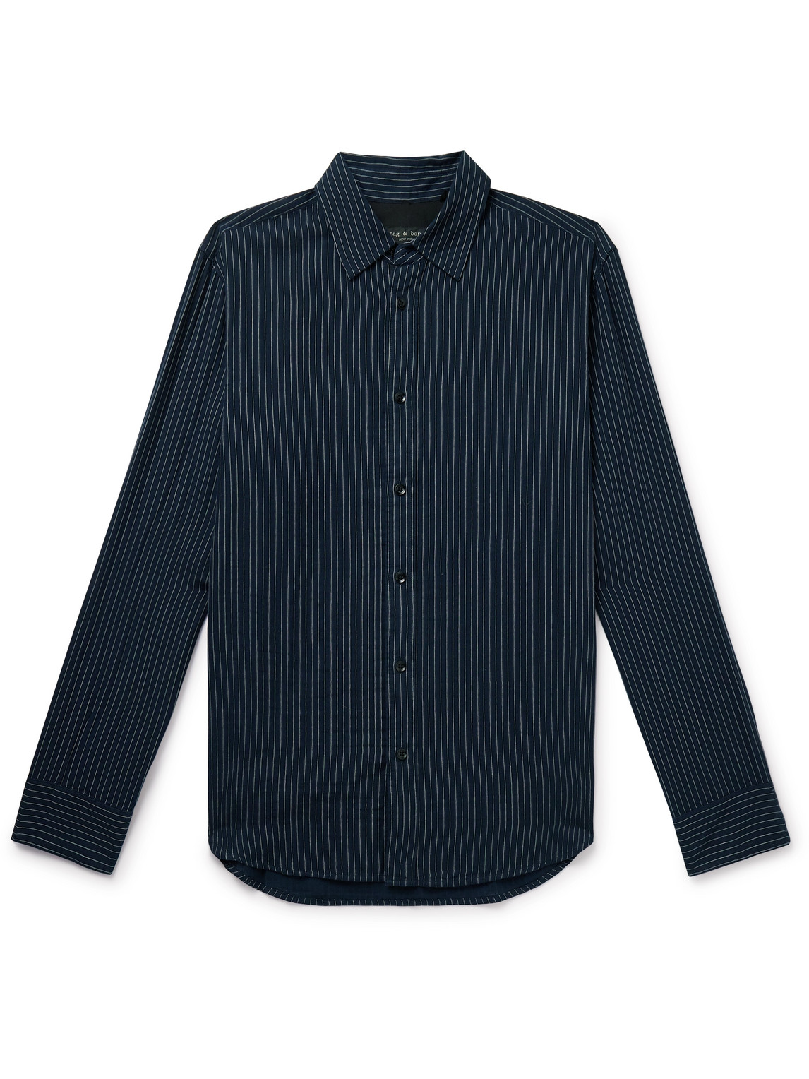 Rag & Bone Gus Pinstriped Double-faced Cotton-voile Shirt In Blue