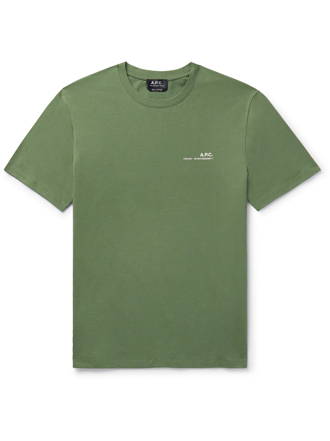 Apc Logo-print Cotton-jersey T-shirt In Green