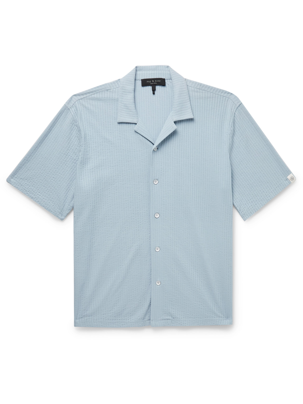 Rag & Bone Avery Camp-collar Cotton-seersucker Shirt In Blue