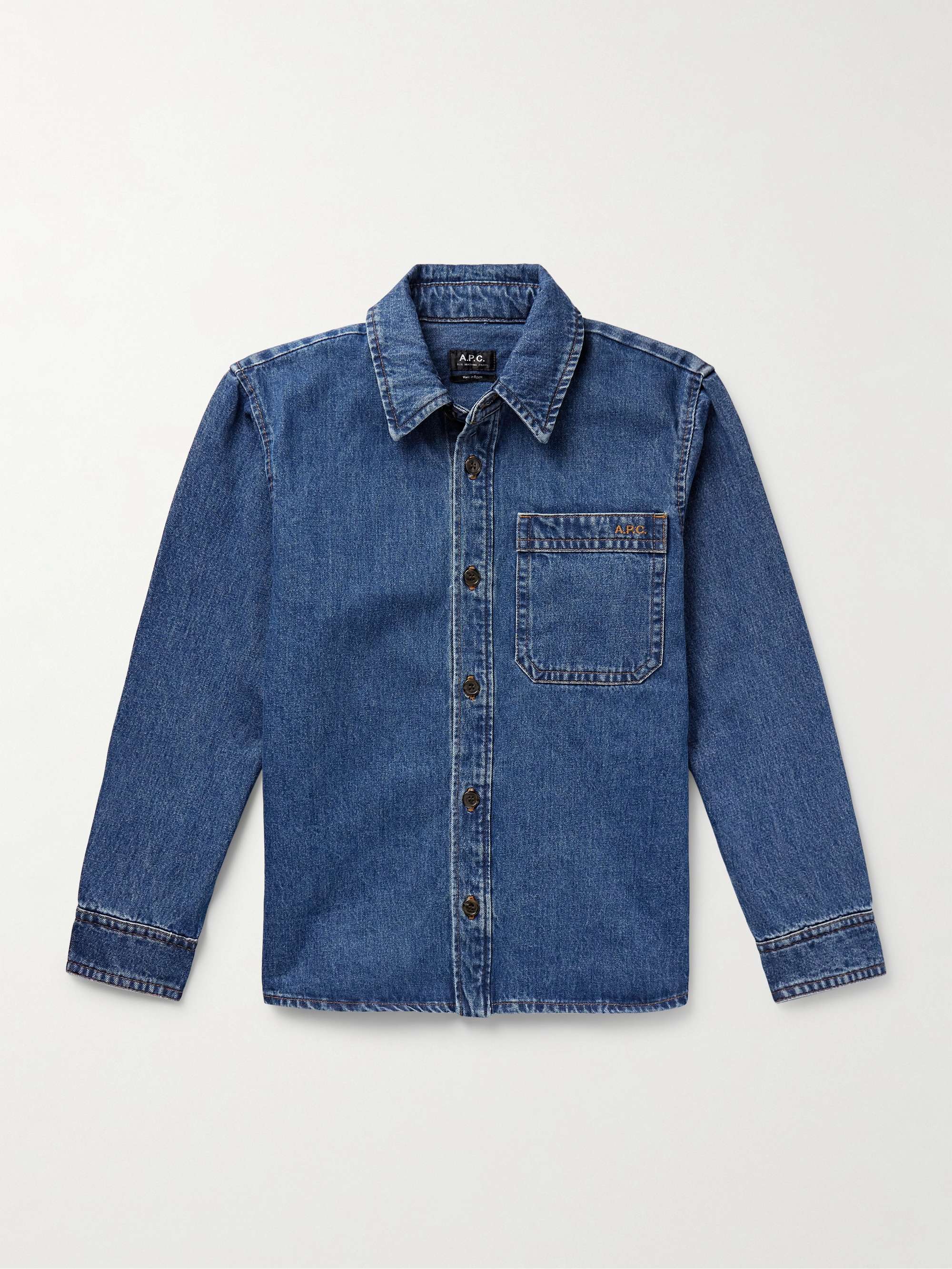 A.P.C. Basile Logo-Embroidered Denim Overshirt for Men | MR PORTER